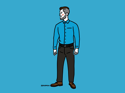 A blue y shirt blue boy character design drawing illust illustration man vector