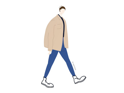 A man walking boy character design drawing illust illustration man vector walking