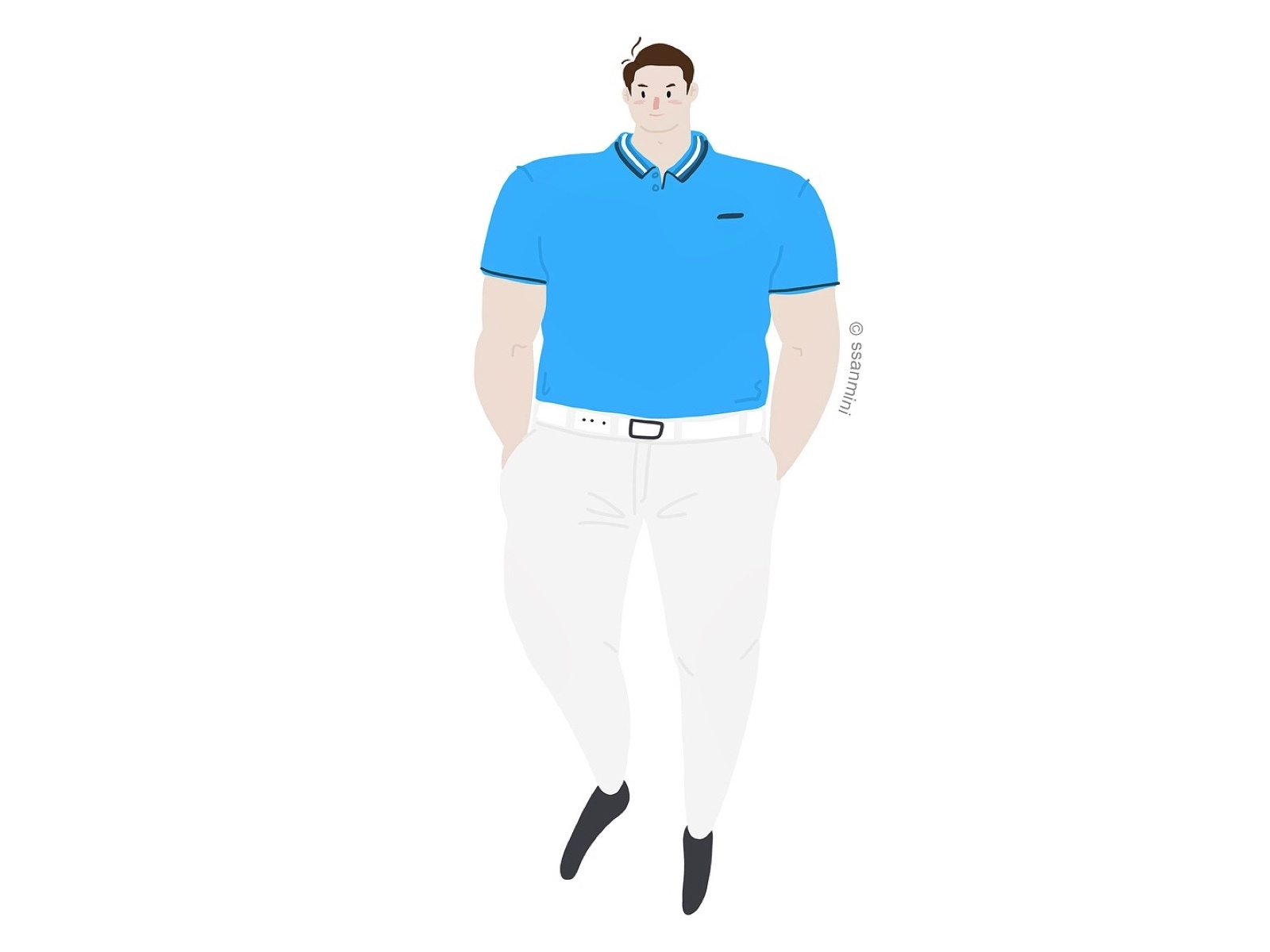 A man wearing a blue picket shirt by Aaron Lee on Dribbble