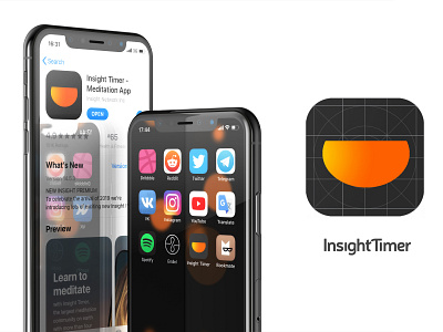 InsightTimer app. Redesign logo. app branding design flat icon iphone x iphonex logo ux
