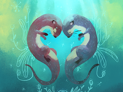 Happy Valentine’s Day!! animal color digital love otter painting procreate valentine water
