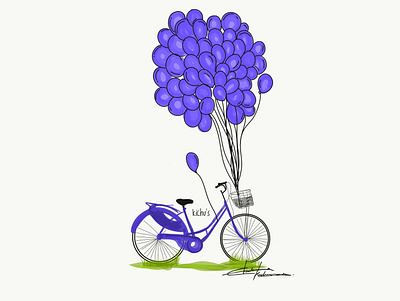 Life is a beautiful Ride adobe adobe draw art baloons bicycle blue design handdrawn illustration illustrator life