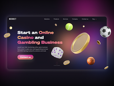 Concept for B2B gambling business website book branding casino design flat illustration logo ui ux vector