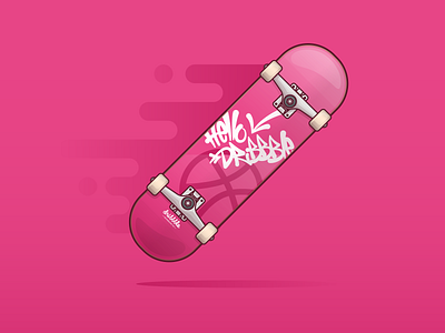 Hello Dribbble design hello illustration illustrator kickflip skateboard skating trick vector