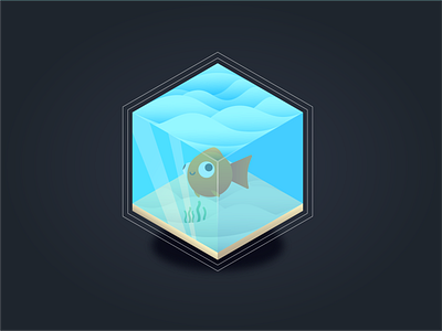 isometric fishbowl cute drawing fish fishbowl goldfish illustration isometric kawaii ocean vector