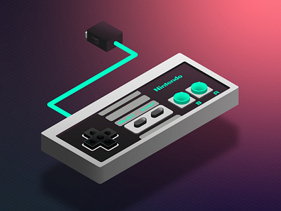 Retro NES controller gaming illustration illustrator isometric miami nes nintendo retro vice videogame