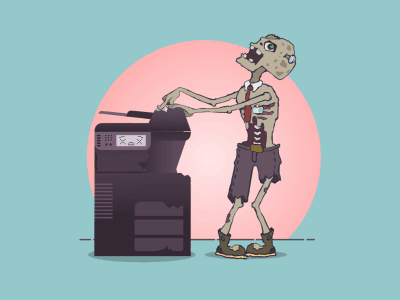 Office Zombie #1 2d character animation dead employee flat design motion graphics office printer scanner wiggle work zombie