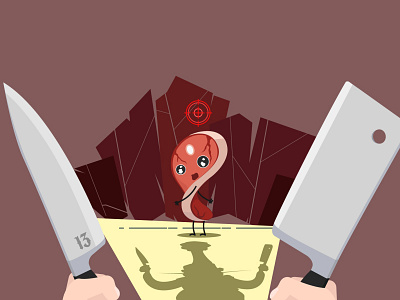 «Hunter» 2d animation cleaver design dribble flat graphicdesign illustration knife meat vector web