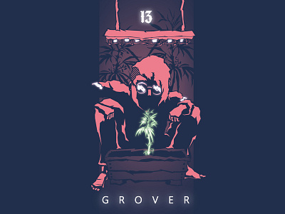 «G R O V E R» 2d 420 7hirt33n art cannabis design dribble flat ganja illustration neon simple smoke typography vector web weed