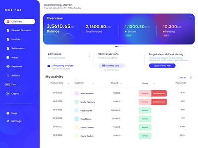 MEE PAY: Payment and Invoice web concept