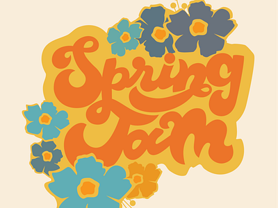 Spring Jam 2017 bubble letters design flat flowers hand lettering illustration retro retro logo typography vintage