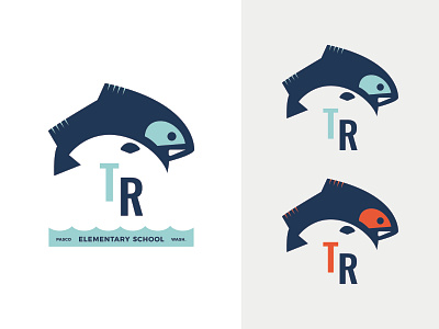 Three Rivers Elementary elementaryschool fish fish logo monogram school shirt design threerivers
