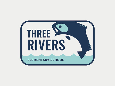 Three Rivers Elementary emblem fish illustration logo river school shirt design