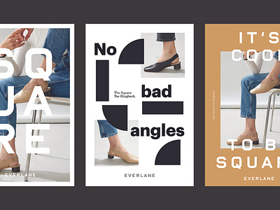 Everlane Posters advertising campaign design everlane geometric minimalistic design poster design shoe shoe campaign typography