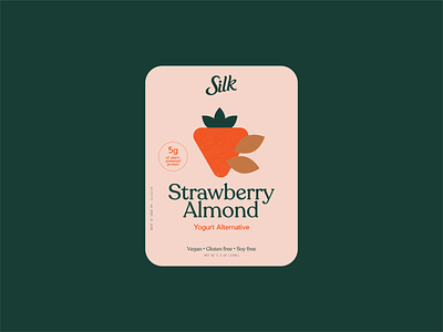 Strawberry Almond yogurt label almond illustration label design minimal illustration packaging shape exploration simple design strawberry yogurt label