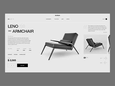 Leno Armchair branding chair clean design fashion furniture gray inspiration shopcard store ui ux web webdesign website