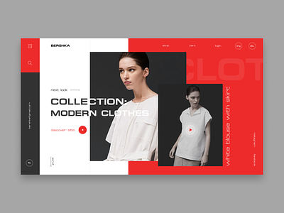 Bershka ecommerce concept branding clean clean creative clothes design ecommerce fashion girl icon logo minimal product red and white shop simple design typography ui ux web website