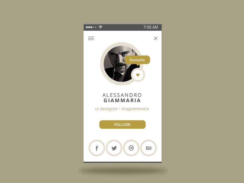 User Profile - Daily Ui 6 minimal gold app user user uidesign ui dailyui daily ui user profile