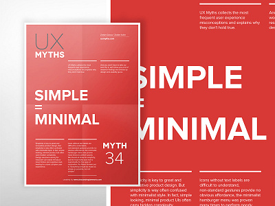 UX Myths Poster series: Simple is Minimal design minimal poster red ui ui design ux uxui web webdesign