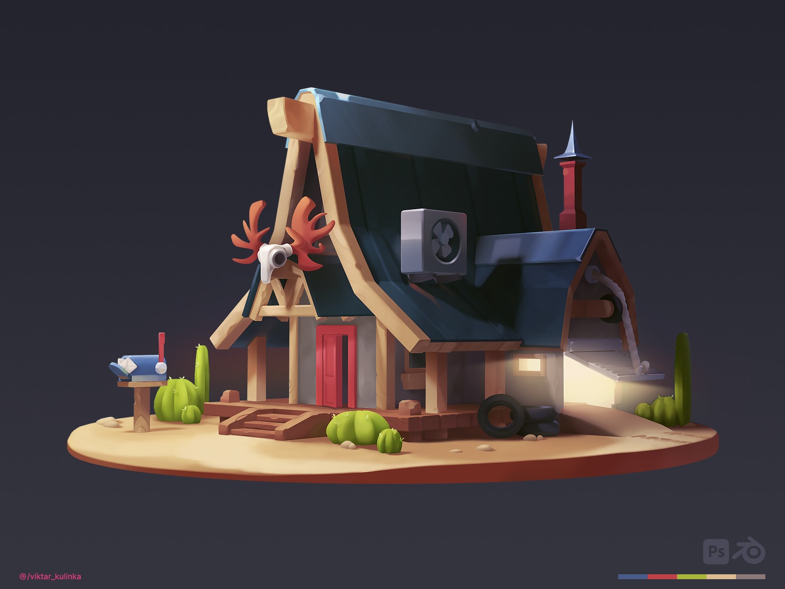 desert-countryside-house-by-viktar-kulinka-on-dribbble