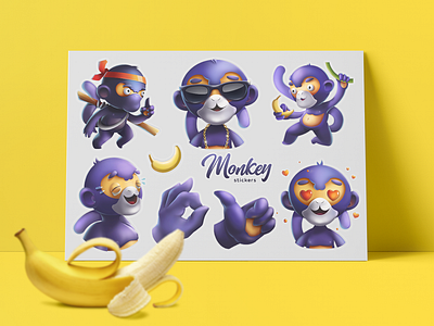 Stickers for Telegram art cartoon casual cg character colorful design icon illustration monkey ps sticker