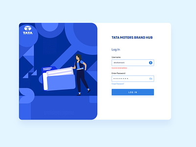 Sign In Page/Log in Page for Tata Motors Brand Hub adobexd blue branding dashboard folders form design form field geometric illustration interface login page minimal sign in sign up ui uidesign