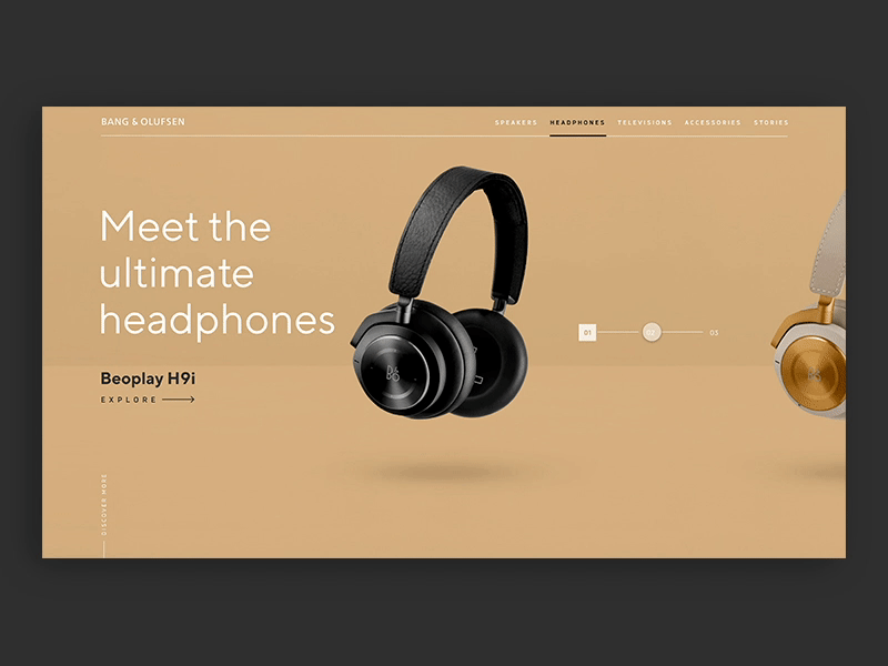 Experimenting Product UI - Bang and Olufsen adobexd animation interactiondesign interface madewithxd practice product productpage productui ui uidesign uidesigner userinterface ux webdesign