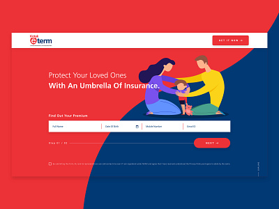 Landing Page Kotak Bank adobexd bank design form form field illustration insurance landing page landing page design layout minimal terminsurance ui uiux