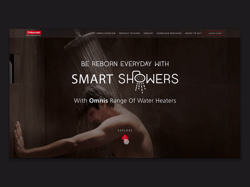 Omnis Water Heater- Microsite Design adobexd animation darkui interactive interfacedesigner microsite motion scroll ui ux uidesign userinterface waterheater webdesign