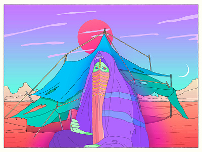 Nomad character design illustration psychedelic