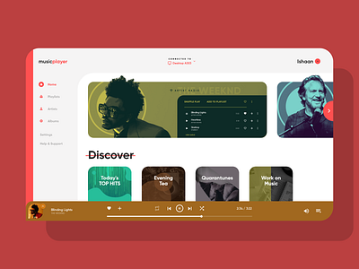 Music Player Concept branding design music music app ui uidesign ux web web design website