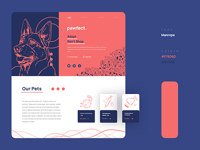 Pawfect - Pet Adoption Site design illustration landing page pet ui uidesign ux web web design webdesign website