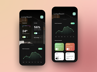 Smart Home App app dark ui design mobile smart smarthome ui uidesign ux