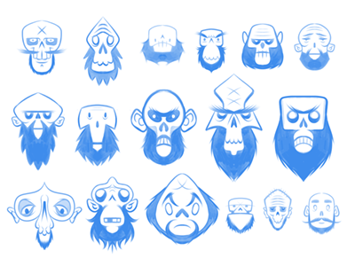 Zombie, pseudo-logo, self-portrait-thingamabobs bald bearded blue doodle frenden selfportrait zombie