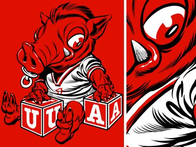Arkansas Mascot caricature college freelance illustration mascot