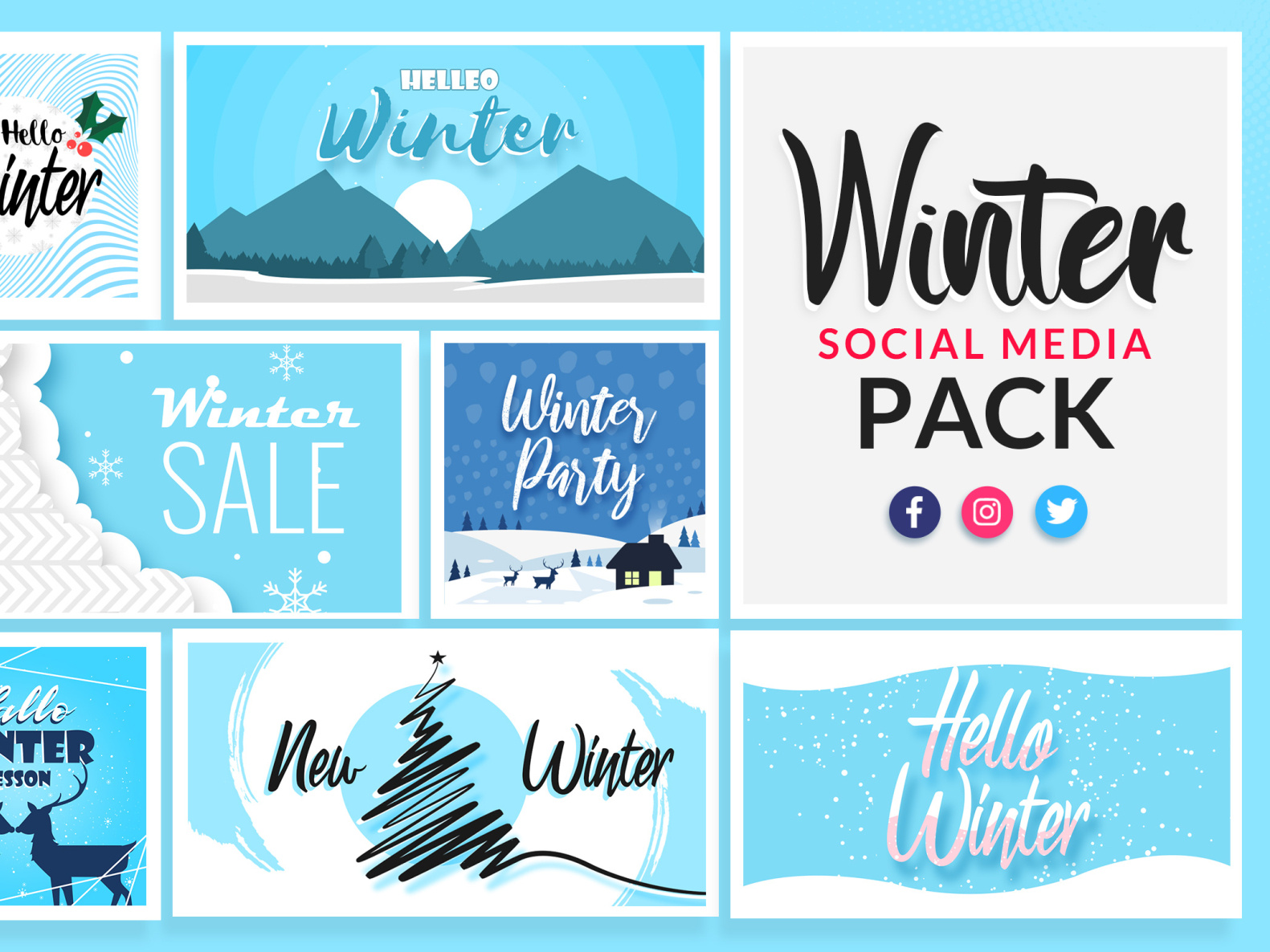 Winter Social Media Templates by VictorThemes on Dribbble