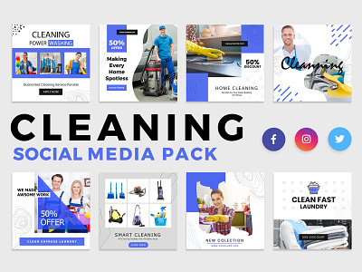 Cleaning Services Social Media Template template twitter