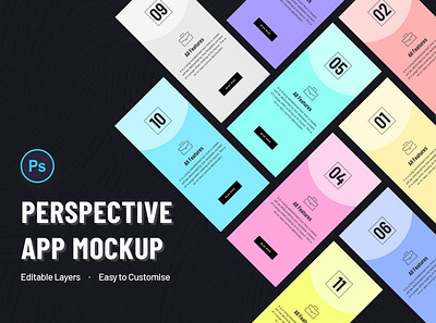 Perspective Mobile App Screens Mockup templates