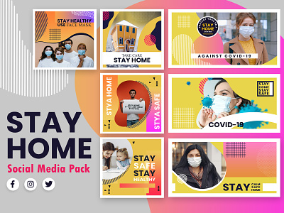 Stay Home Abstract Style Social Media Template