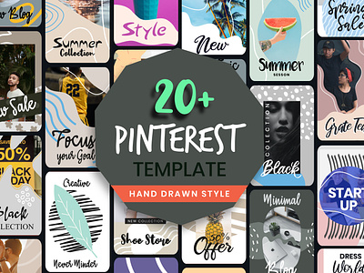 Hand Drawn Style Pinterest Post Template magazine