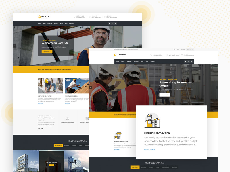 Roof - WP Construction, Building Business by VictorThemes on Dribbble