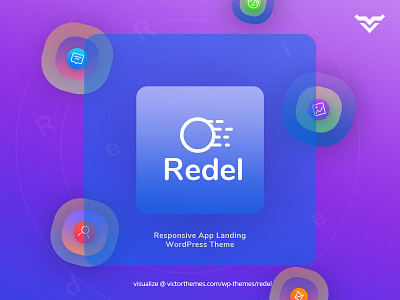 Redel Responsive App Landing Wordpress Theme android app computer landing page mac marketing mobile software theme ui web wordpress