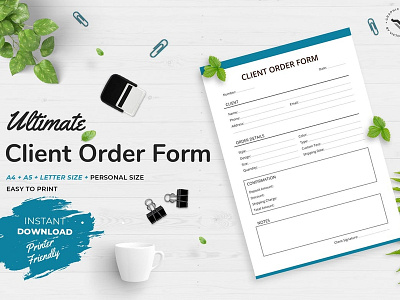 Ultimate Client Order Planner a4 business client creative design income management order order details order form plan planner planners printable request ui worksheet