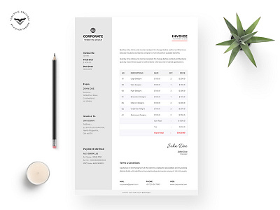 Corporate Invoice Template accounts agency bill business clean client clients corporate head invoice letter minimal payment personal studio template visiting