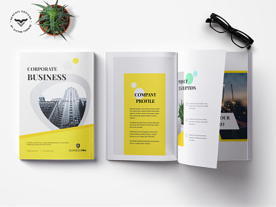 Corporate Business Brochure annual black blue brochure business businessbrochure businesstemplate corporate flyer office print project templates white yellow