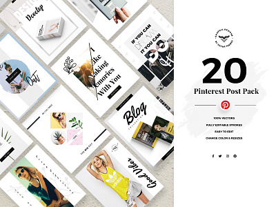 Pinterest Social Media Template blog business corporate creative fashion kit media pack pinterest professional promotion quotes shop social template