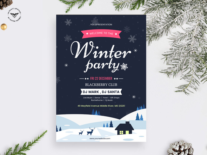 Winter Party Flyer party creative winter modern graphic templates template print poster clean corporate flyers promotions stationary flyer