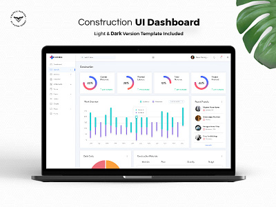 Construction Admin Dashboard UI Kit admin application backend construction dark dashboard health kit lifestyle light management pack panel project system ui ux