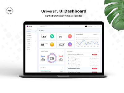 University Admin Dashboard UI Kit admin application backend dark dashboard health kit lifestyle light management pack panel project system ui university ux