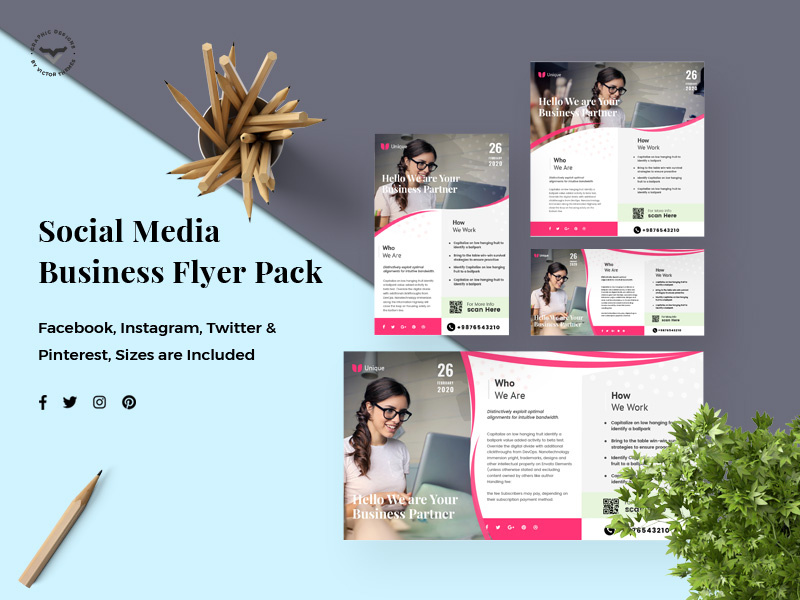 Business Social Media Template minimal creative template professional business kit pinterest pack media social twitter promotion banner facebook instagram